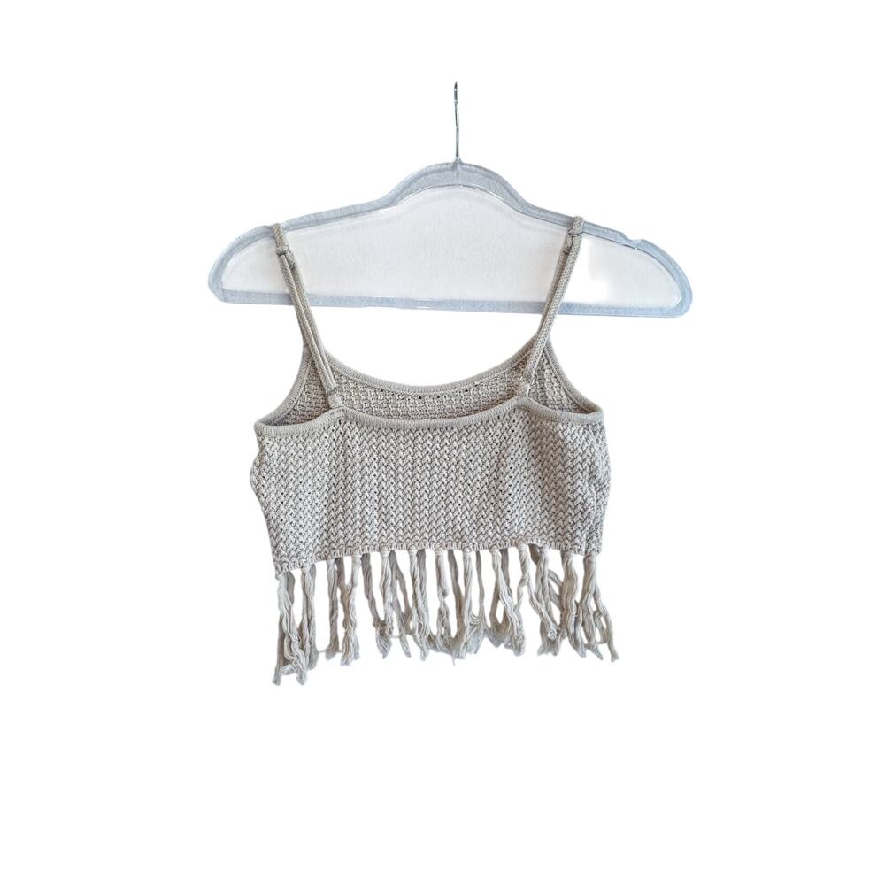 Knit Fringe Skirt 2 piece Set Slit Crop Tank Coastal Resort Beach Boho Chi - Picture 9 of 9